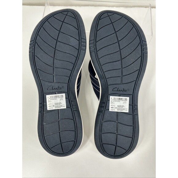 Clarks Cloudsteppers Comfort Flip Flops Sandals Sz 11 Navy Blue Gray Adjustable - Picture 5 of 6